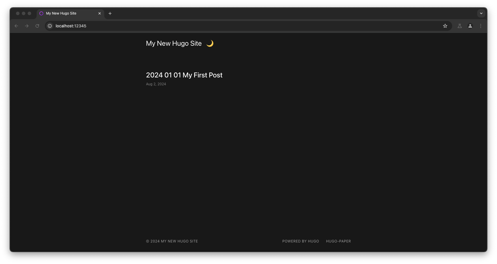 First Hugo website. First Hugo website.
